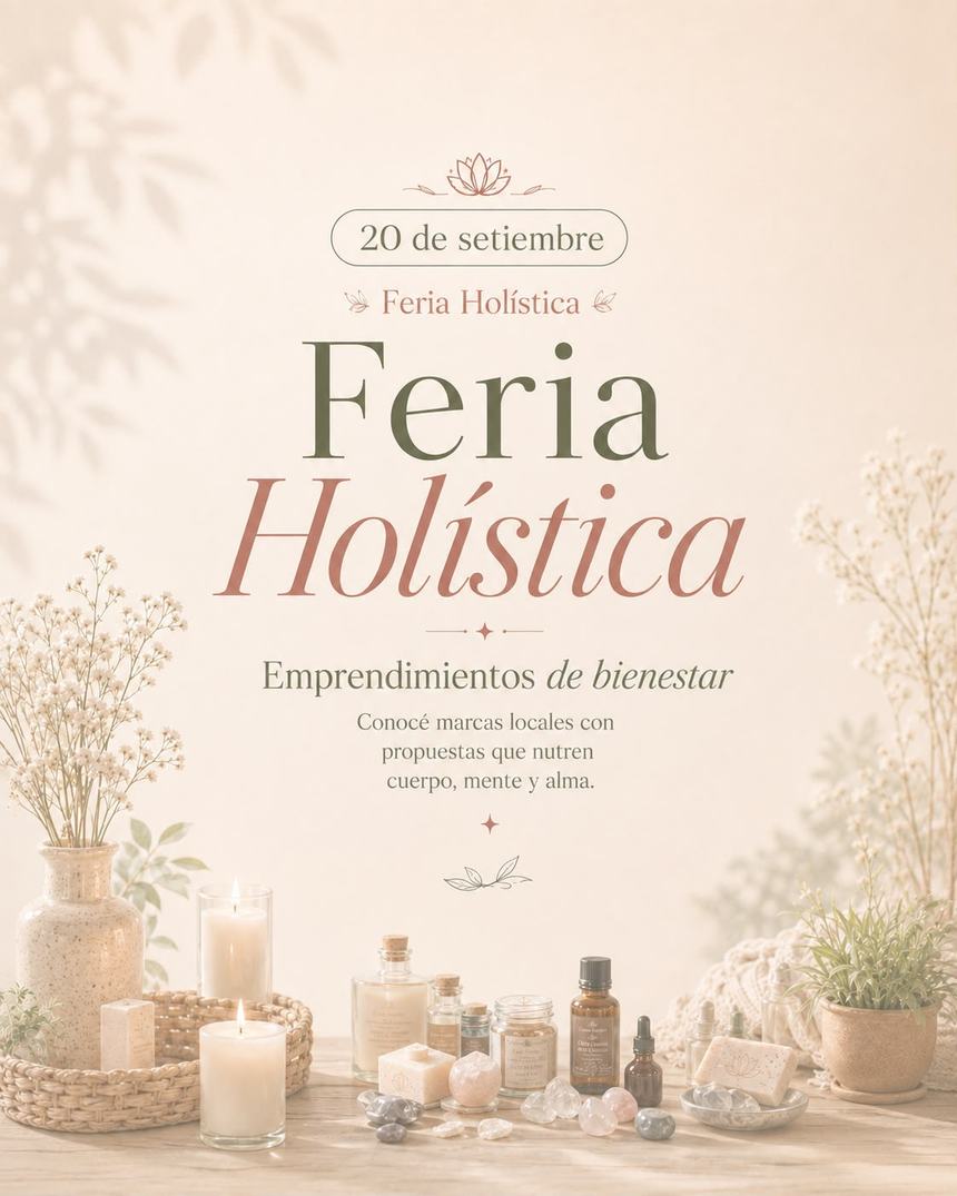 Afiche de la Feria Holística de Ananta Yoga: emprendimientos de bienestar, 20 de setiembre